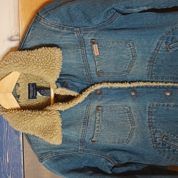 Vintage American Eagle Sherpa lined Jean Jacket M - Picture 2 of 8